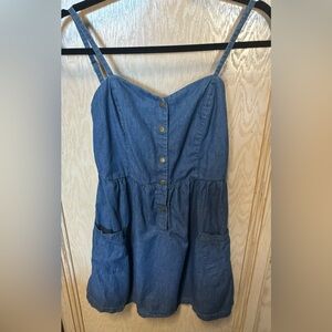 Denim Cotton Dress Snap Buttons Pockets Stretch Sz Small‎